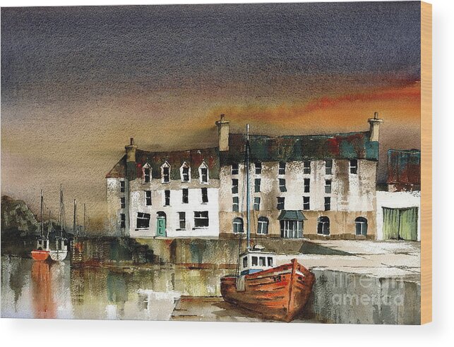 Val Byrne Wood Print featuring the painting Bun Beg Harbour Donegal by Val Byrne