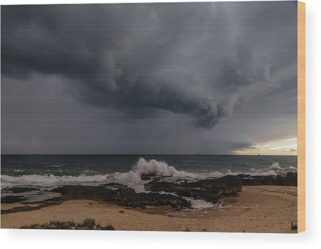 Storm Wood Print featuring the photograph Bunbury Storm Clouds by Robert Caddy