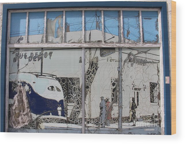 Bus Depot Wood Print featuring the photograph Vintage Bus Depot Sign by Suzanne Lorenz