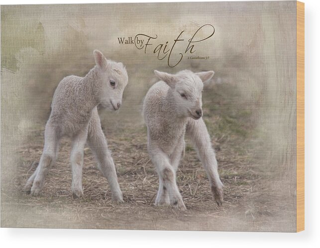 Lamb Wood Print featuring the photograph By Faith by Robin-Lee Vieira