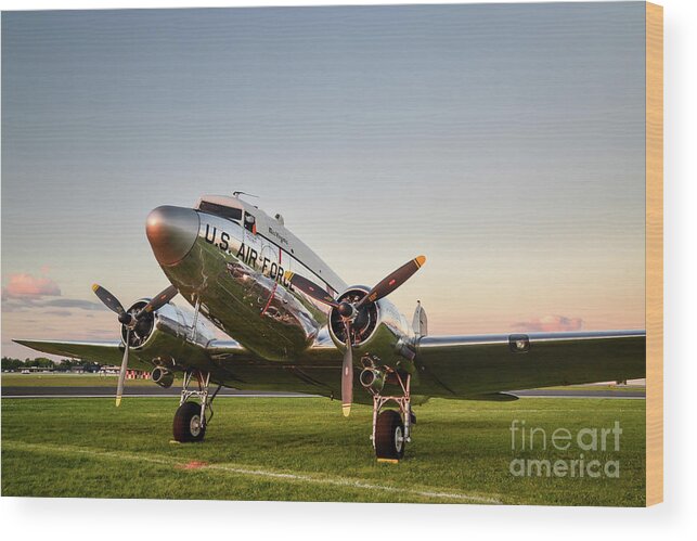 C-47 Wood Print featuring the photograph C-47 at dusk by Paul Quinn