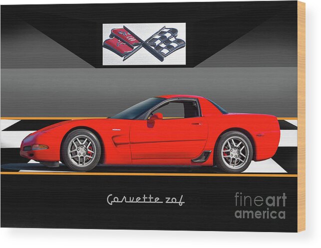 Auto Wood Print featuring the photograph C5 Corvette ZO6 'Profile' I by Dave Koontz