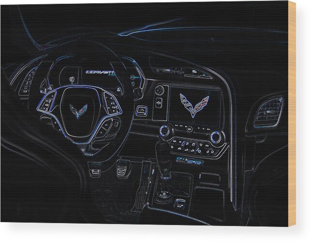 Corvette Wood Print featuring the digital art C7 Corvette Interior by Darrell Foster