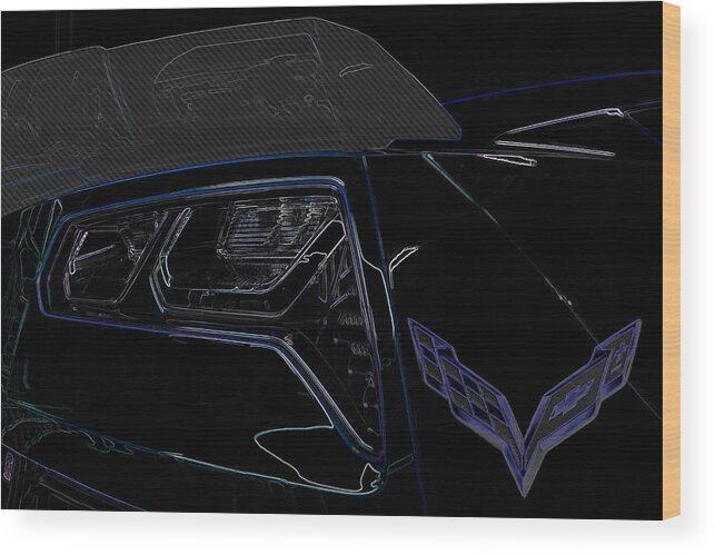 Corvette Wood Print featuring the digital art C7 Corvette rear by Darrell Foster