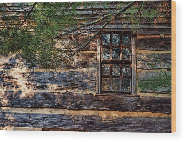 Cabin Wood Print featuring the photograph Cabin Window by Joanne Coyle