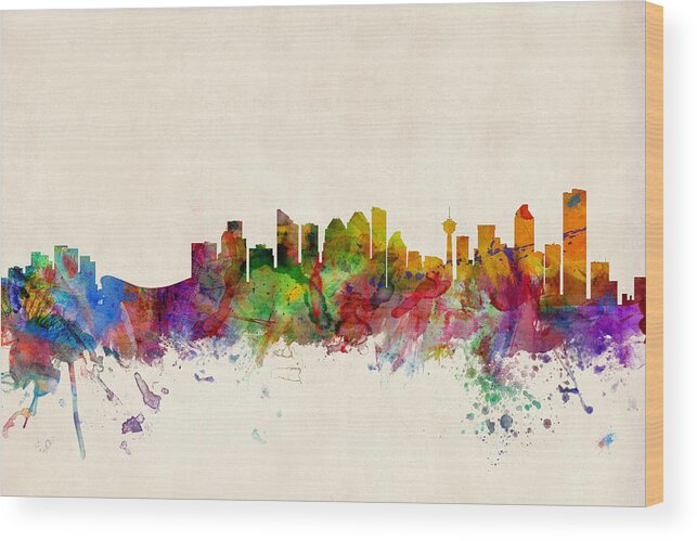 City Skyline Wood Print featuring the digital art Calgary Skyline by Michael Tompsett