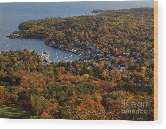Village Wood Print featuring the photograph Camden Harbor in the Fall by Kevin Shields