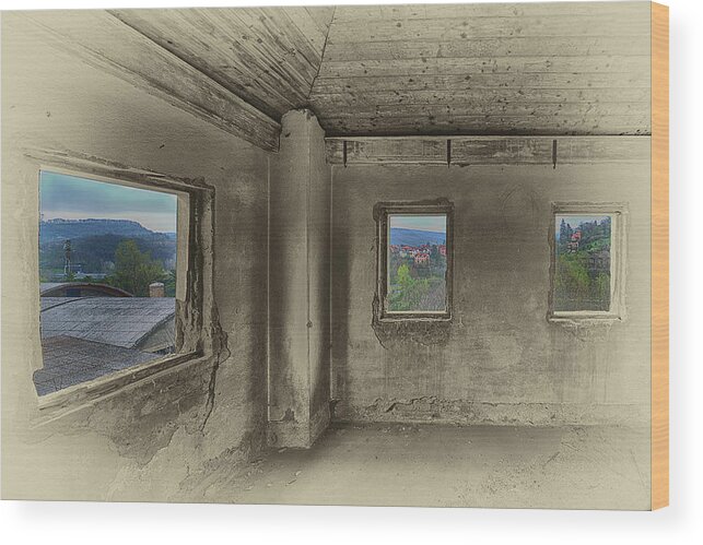 Luoghi Abbandonati Wood Print featuring the photograph Camera Con Vista - A Room With A View by Enrico Pelos