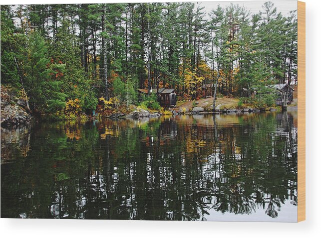 French River Wood Print featuring the photograph Camp On The River by Debbie Oppermann