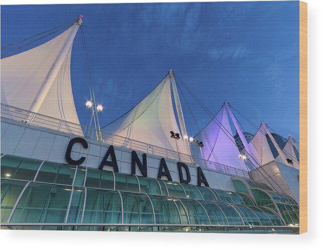 Vancouver Wood Print featuring the photograph Canada Place Up Close by Michael Russell