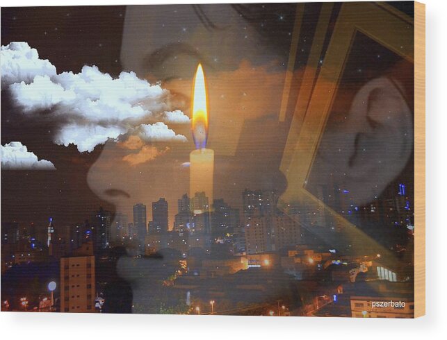 Sky Wood Print featuring the digital art Candle Flame by Paulo Zerbato