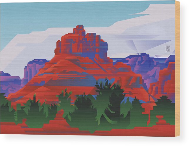 Bell Rock Wood Print featuring the digital art CANYONLANDS Bell Rock Sedona by Garth Glazier