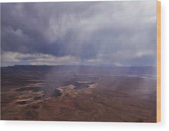 Canyonlands National Park Wood Print featuring the photograph Canyonlands Rain on the Green River by Flo McKinley