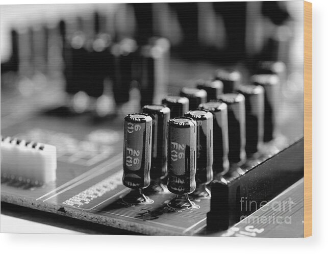 Capacitors Wood Print featuring the photograph Capacitors All In A Row by Mike Eingle