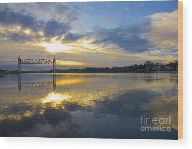 Train Bridge Wood Print featuring the photograph Cape Cod Canal Sunrise by Amazing Jules