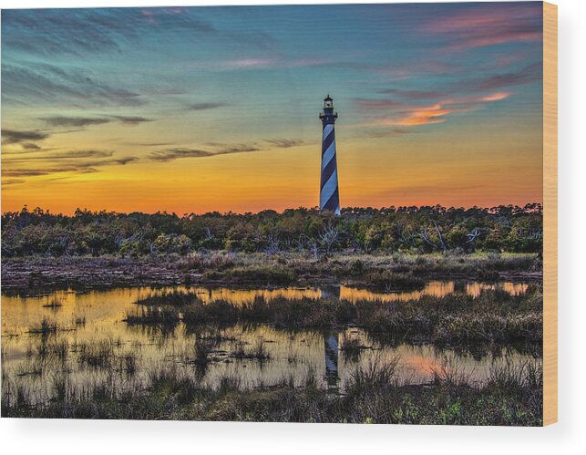 Landscape Wood Print featuring the photograph Cape Hatteras Lighthouse by Donald Brown