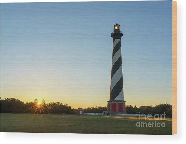 Cape Hatteras Light Wood Print featuring the photograph Cape Hatteras Sunrise by Michael Ver Sprill