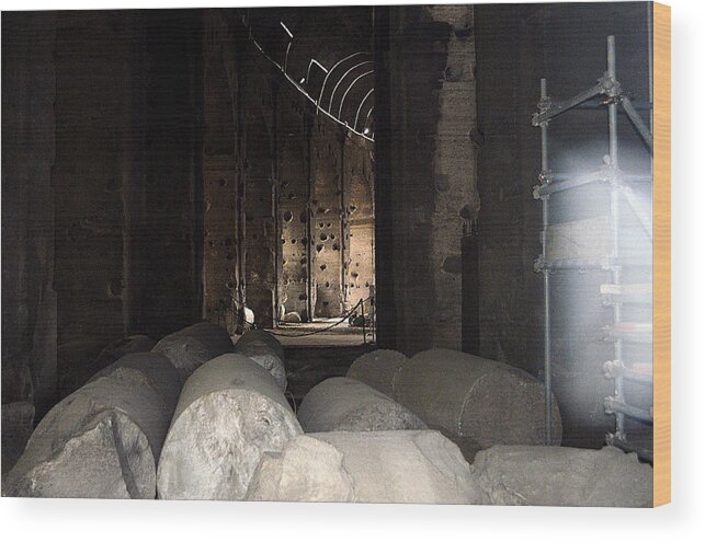 Digital Wood Print featuring the photograph Captured Ghost at COLOSSEUM Rome by Richard Ortolano