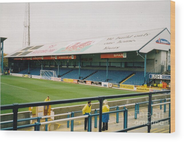 Cardiff City Wood Print featuring the photograph Cardiff - Ninian Park - North Stand 3 - October 2004 by Legendary Football Grounds
