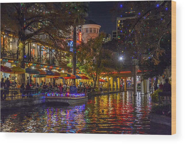 Tx Wood Print featuring the photograph Casa Rio Lights by David Meznarich