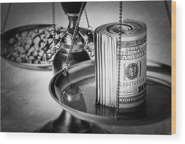 100 Dollars Wood Print featuring the photograph Cash Versus Gold by Tom Mc Nemar