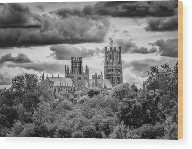 Black And White Wood Print featuring the photograph Cathedral from the north-east by James Billings