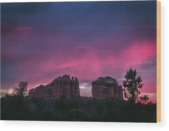 Arizona Wood Print featuring the photograph Cathedral Rock Sunset by Andy Konieczny