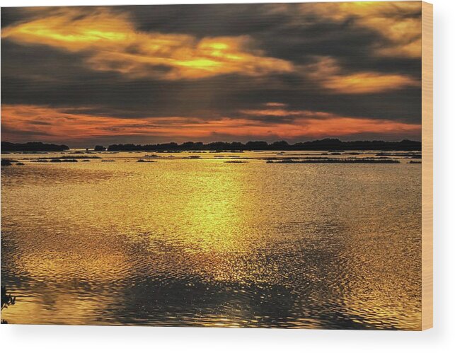 Florida #florida West Coast # Cedar Key # Sunset # Gulf Of Mexico # Islands # Wood Print featuring the photograph Ceader Key Florida by Louis Ferreira
