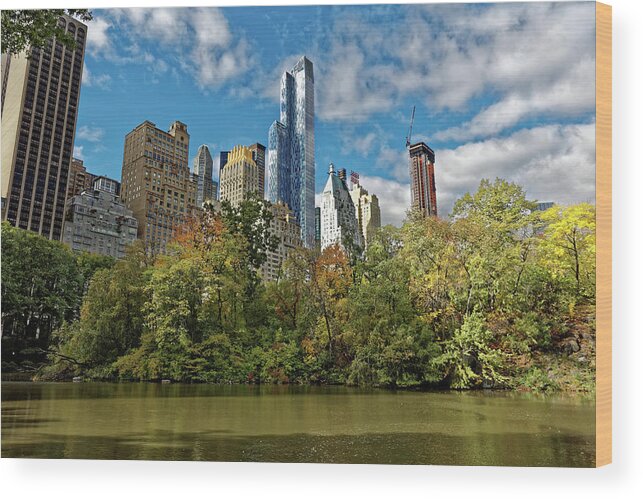 Central Park Wood Print featuring the photograph Central Park Pond by Doolittle Photography and Art