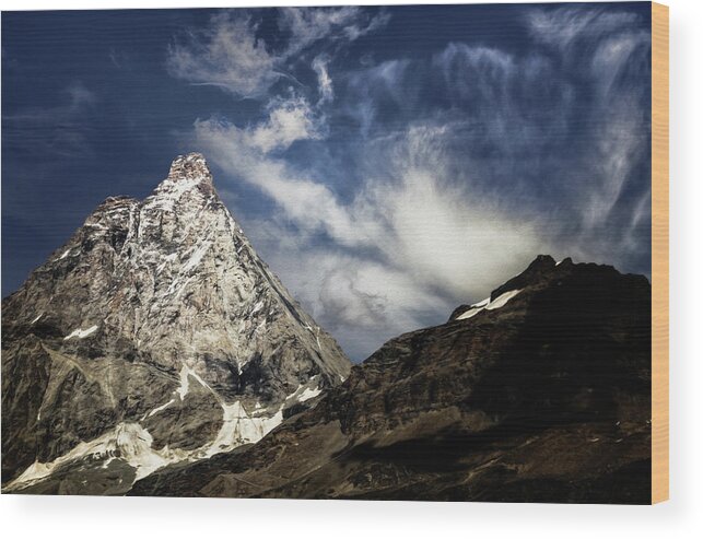 Cervino Wood Print featuring the photograph Cervino peak by Livio Ferrari