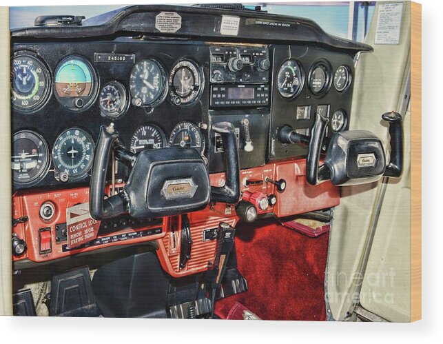 Paul Ward Wood Print featuring the photograph Cessna Cockpit by Paul Ward