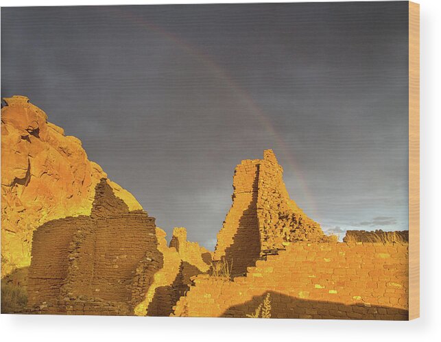 Chaco Canyon Wood Print featuring the photograph Chaco canyon rainbow by Kunal Mehra