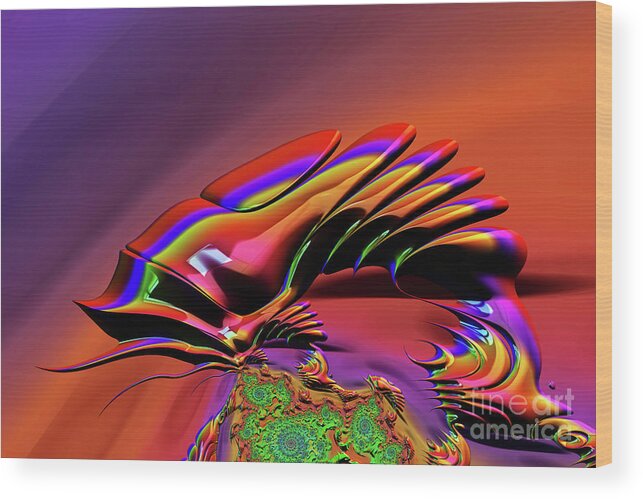 Fractal Wood Print featuring the digital art Chameleon Rainbow by Steve Purnell