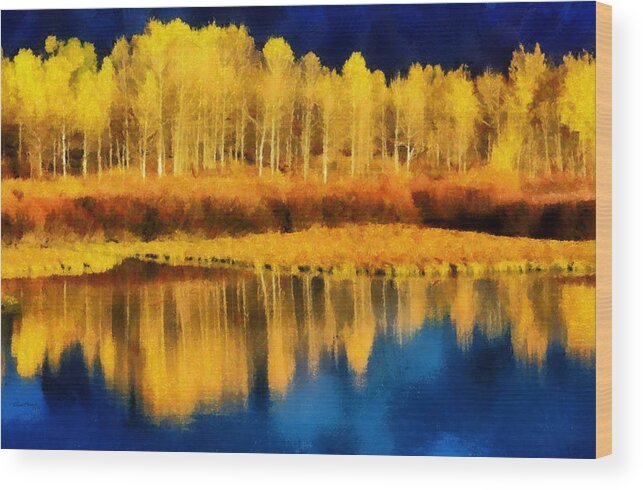 Aspen Wood Print featuring the painting Changing Seasons by Russ Harris