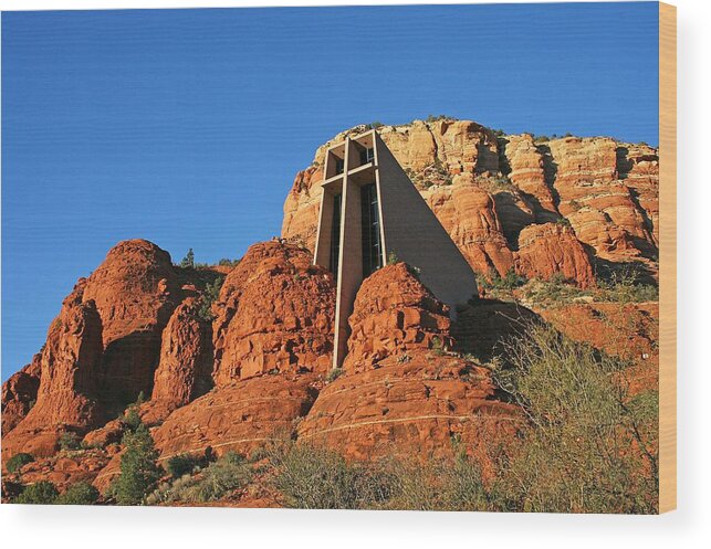 Sedona Wood Print featuring the photograph Chapel Afternoon by Gary Kaylor