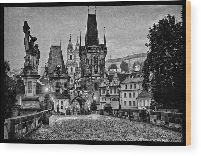 Charles Bridge Wood Print featuring the photograph Charles Bridge Dawn by Jason Wolters