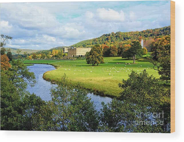 Chatsworth House Wood Print featuring the photograph Chatsworth House View by David Birchall