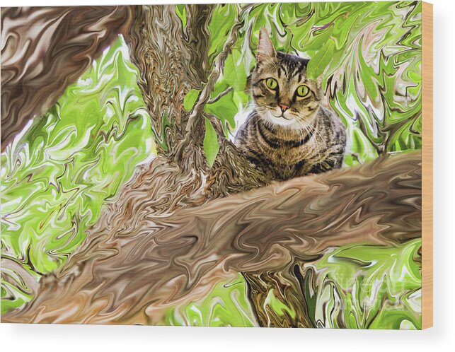 Cat Wood Print featuring the photograph Cheshire Cat by Kim Yarbrough