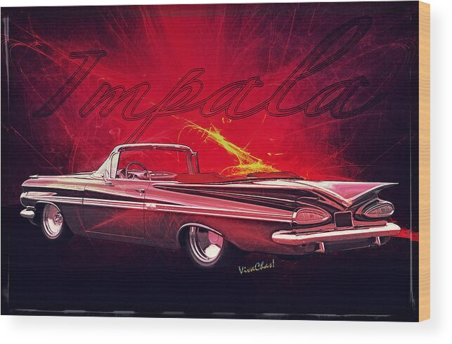 Chevrolet Wood Print featuring the photograph Chevy Impala Convertible for 1959 by Chas Sinklier