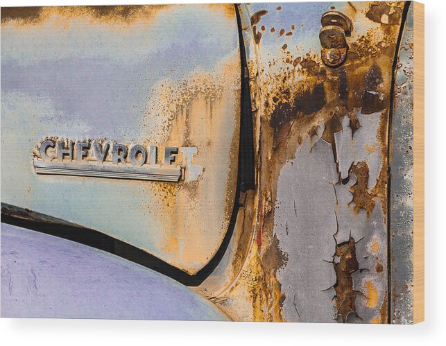 Steven Bateson Wood Print featuring the photograph Chevy In Rust by Steven Bateson
