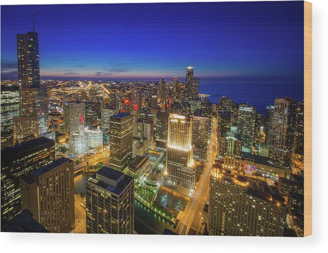 Chicago Wood Print featuring the photograph Chicago Blue by Raf Winterpacht