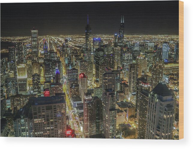 Chicago Wood Print featuring the photograph Chicago Lights by Tony HUTSON