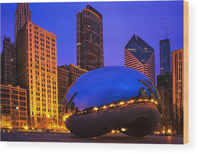 Chicago Wood Print featuring the photograph Chicago's Bean at Twilight by Andrew Soundarajan