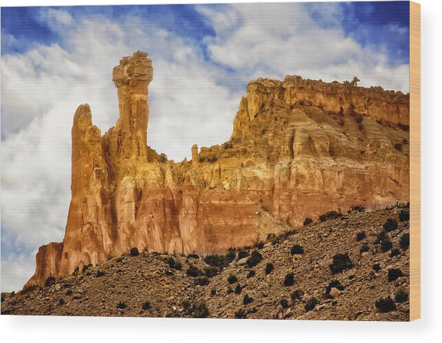 Chimmney Rock Wood Print featuring the photograph Chimney Rock by Mike Stephens