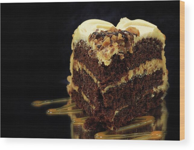 Chocolate Wood Print featuring the photograph Chocolate PB Cake by Lori Deiter