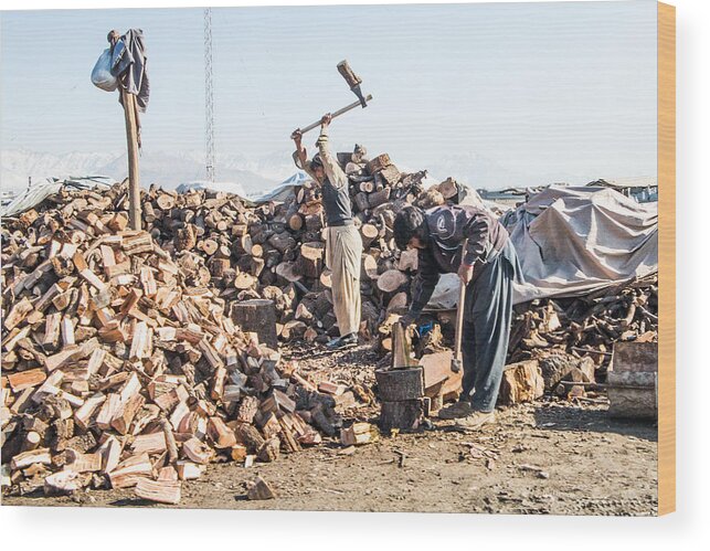 Kabul Wood Print featuring the photograph Chopping Wood by SR Green