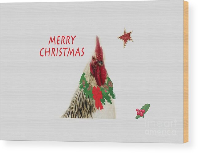 Tee-shirt Wood Print featuring the photograph Christmas Rooster Tee-shirt by Donna Brown
