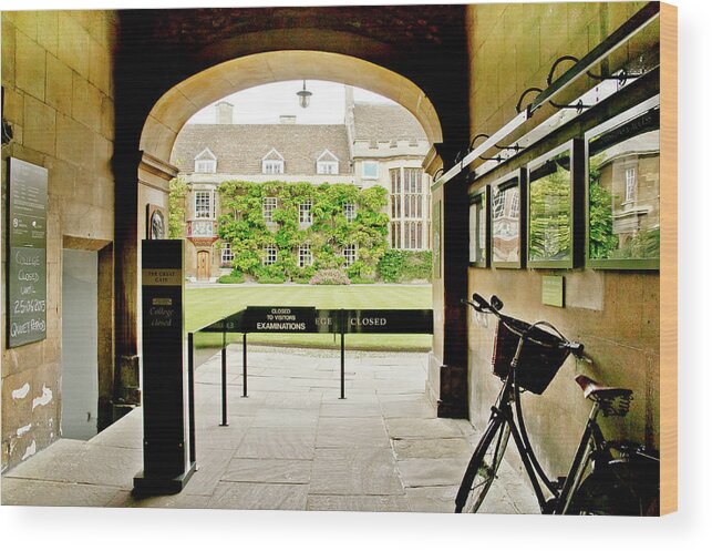 Christ's College Wood Print featuring the photograph Christ's College closed for exam time. Cambridge. by Elena Perelman