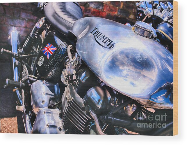 Triumph Wood Print featuring the photograph Chromed Cafe Racer by Tim Gainey