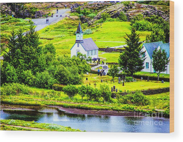 Iceland Remote Churches Landscapes Wood Print featuring the photograph Church on the Green by Rick Bragan